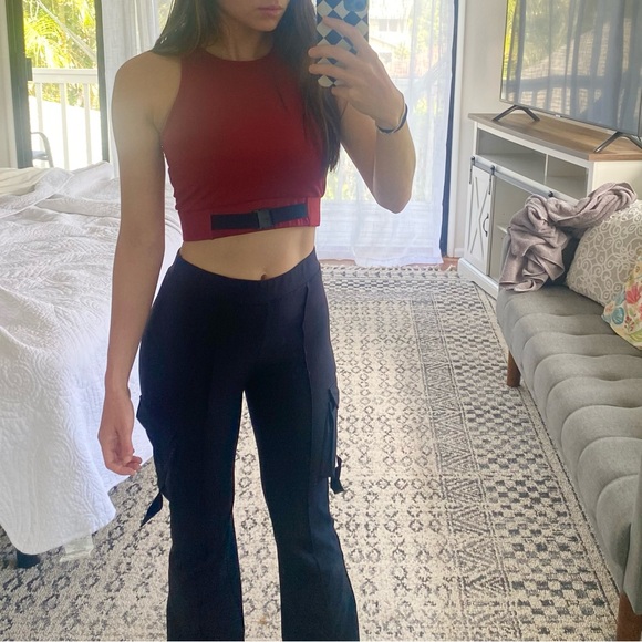 Red Nike Dri-FIT Buckle Women's Cropped Training Tank - Picture 5 of 5